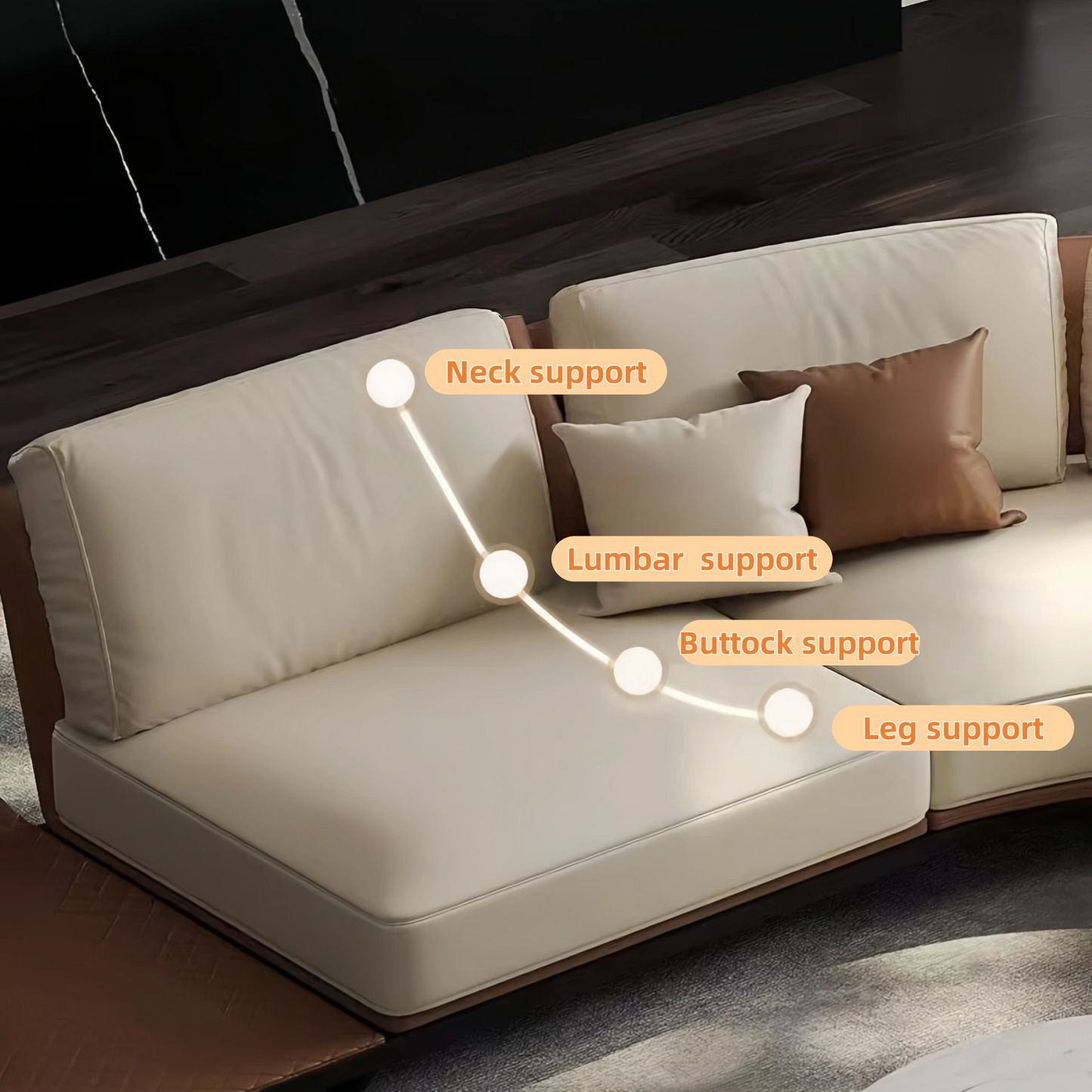 Aihm-Lon Curved leather Sofa Set with Storage Space 150"