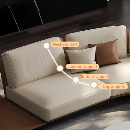 Aihm-Lon Curved leather Sofa Set with Storage Space 150"