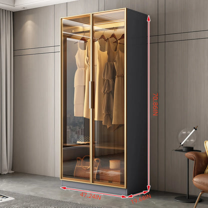 Aihm-Lon Wardrobes with Metal Frame Design Storage Shelves 55"-94"