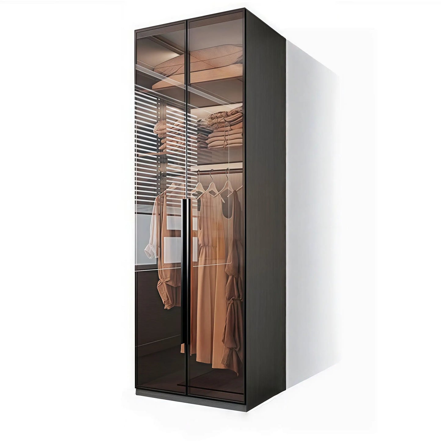 Aihm-Lon Luxurious Wardrobe with Glass Doors Drawers and Shelves 35"-94"