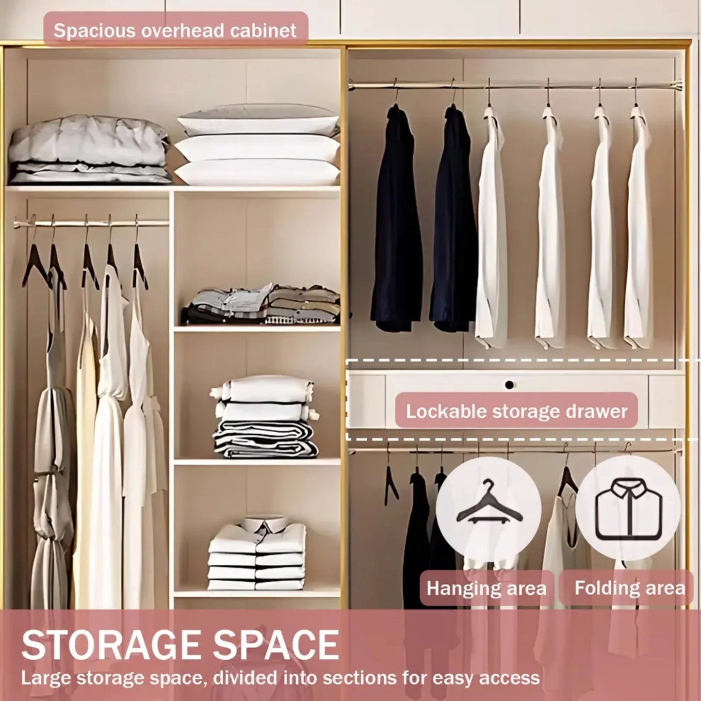 Aihm-Lon Wardrobe with Plenty Storage Space Armoires 55"-79"