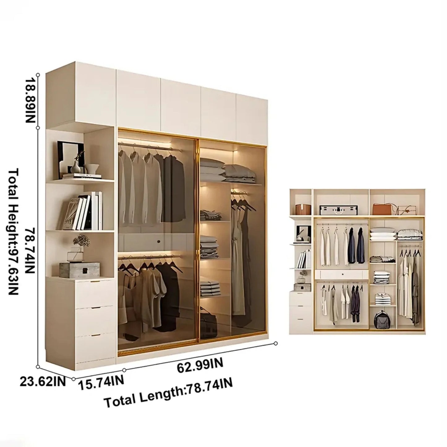Aihm-Lon Wardrobe with Plenty Storage Space Armoires 55"-79"