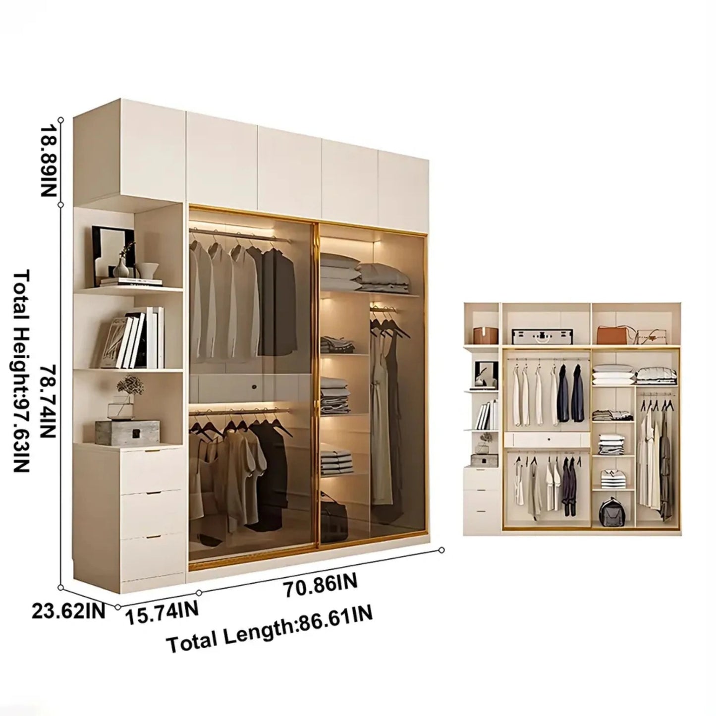 Aihm-Lon Wardrobe with Plenty Storage Space Armoires 55"-79"