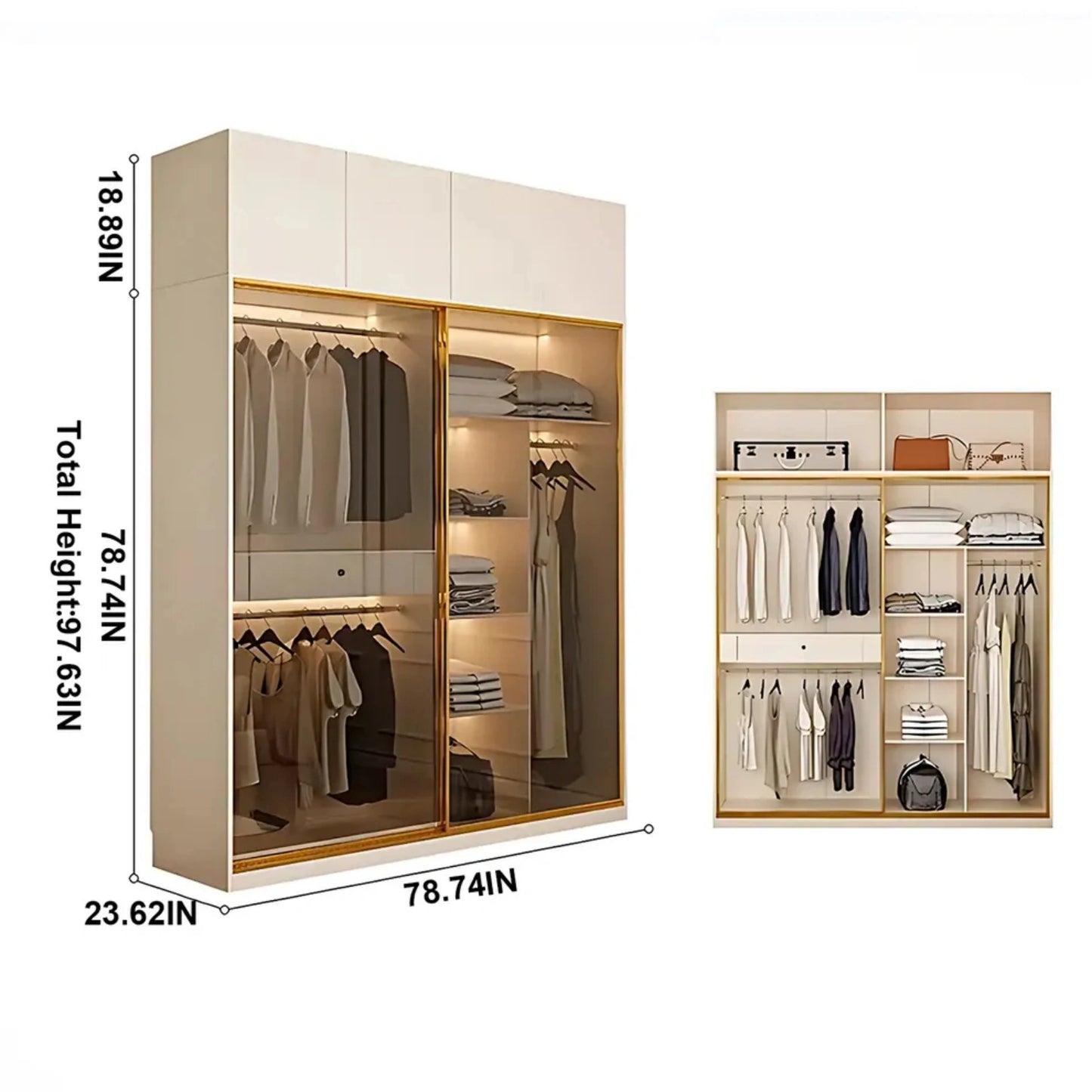 Aihm-Lon Wardrobe with Plenty Storage Space Armoires 55"-79"