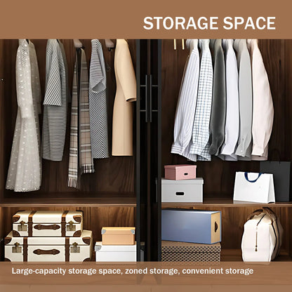 Aihm-Lon Wood Wardrobes Nordic Minimalist Style with Black Handle 63"-94"