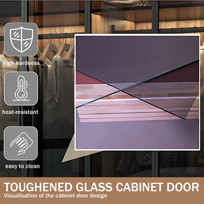 Aihm-Lon Wood Wardrobes Nordic Minimalist Style with Black Handle 63"-94"