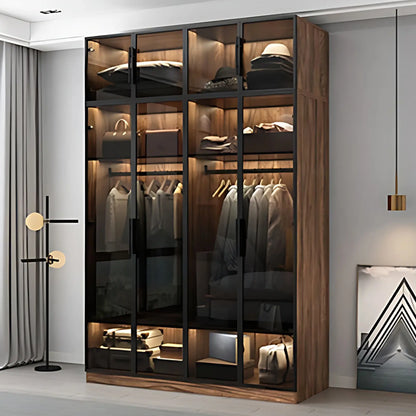 Aihm-Lon Wood Wardrobes Nordic Minimalist Style with Black Handle 63"-94"