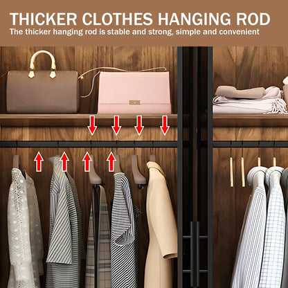 Aihm-Lon Wood Wardrobes Nordic Minimalist Style with Black Handle 63"-94"