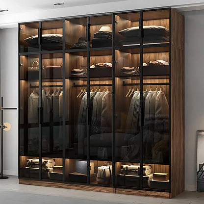 Aihm-Lon Wood Wardrobes Nordic Minimalist Style with Black Handle 63"-94"