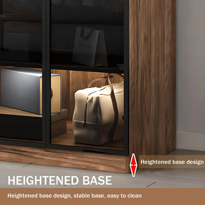 Aihm-Lon Wood Wardrobes Nordic Minimalist Style with Black Handle 63"-94"