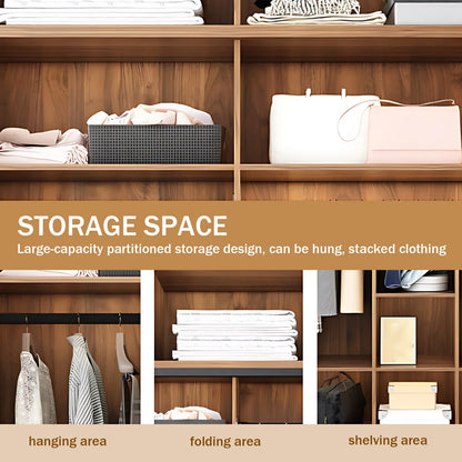 Aihm-Lon Luxury Wardrobe with Push-Pull Glass Doors 63"-102"