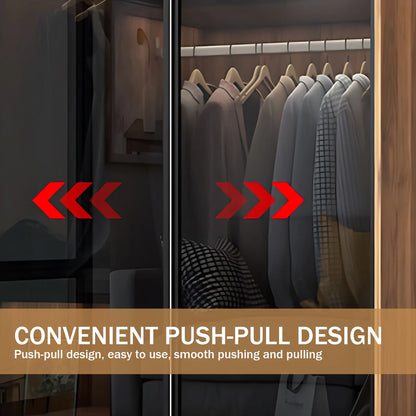 Aihm-Lon Luxury Wardrobe with Push-Pull Glass Doors 63"-102"