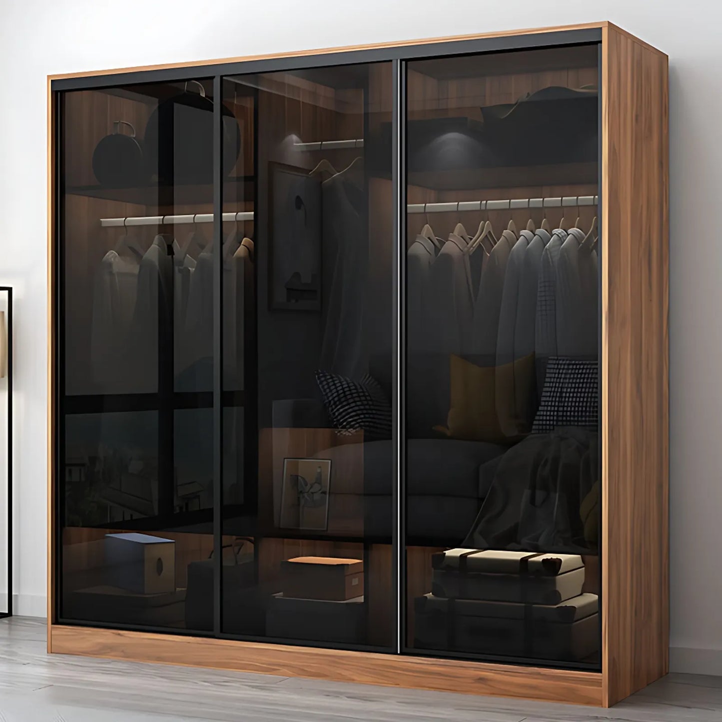 Aihm-Lon Luxury Wardrobe with Push-Pull Glass Doors 63"-102"