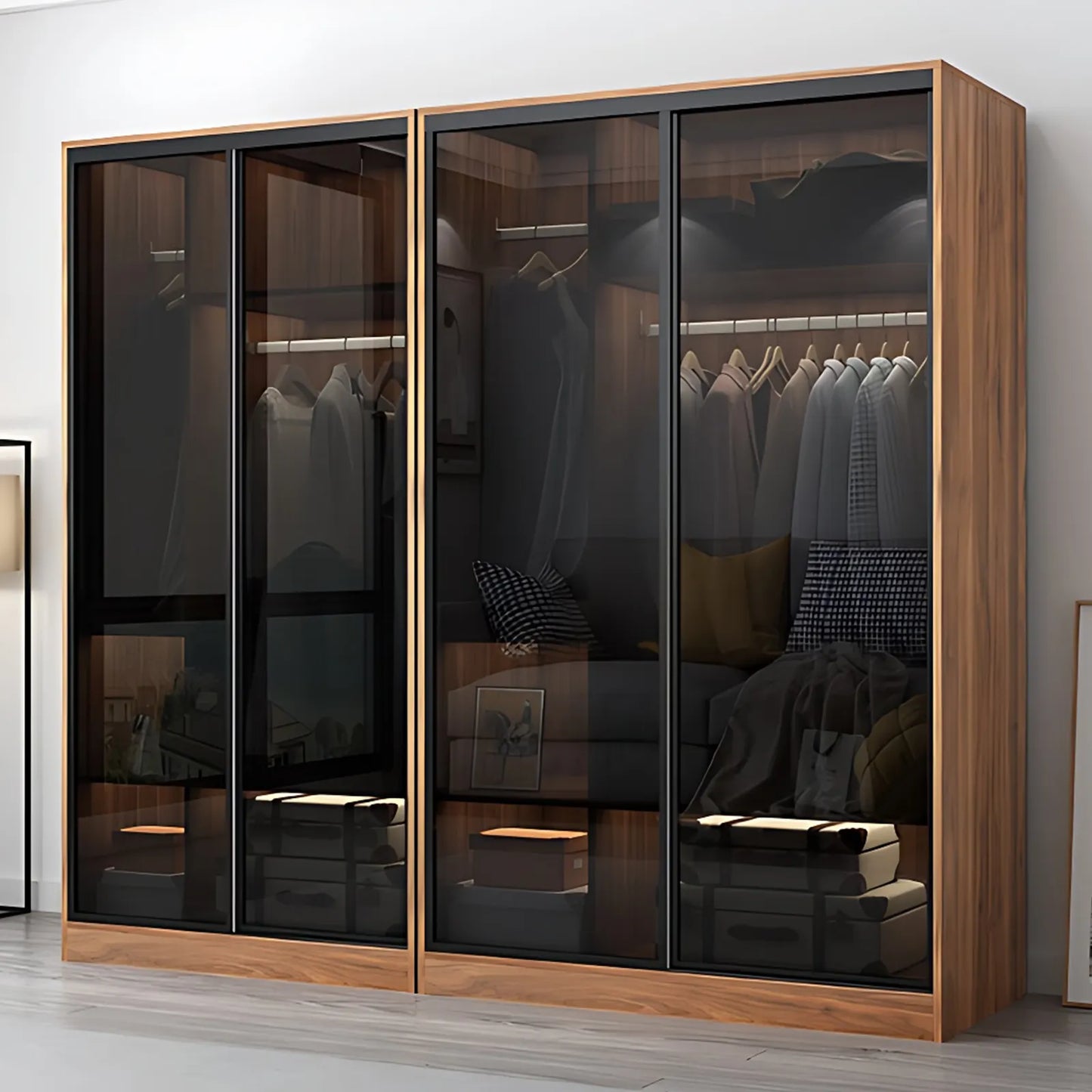 Aihm-Lon Luxury Wardrobe with Push-Pull Glass Doors 63"-102"