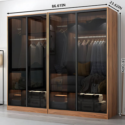 Aihm-Lon Luxury Wardrobe with Push-Pull Glass Doors 63"-102"