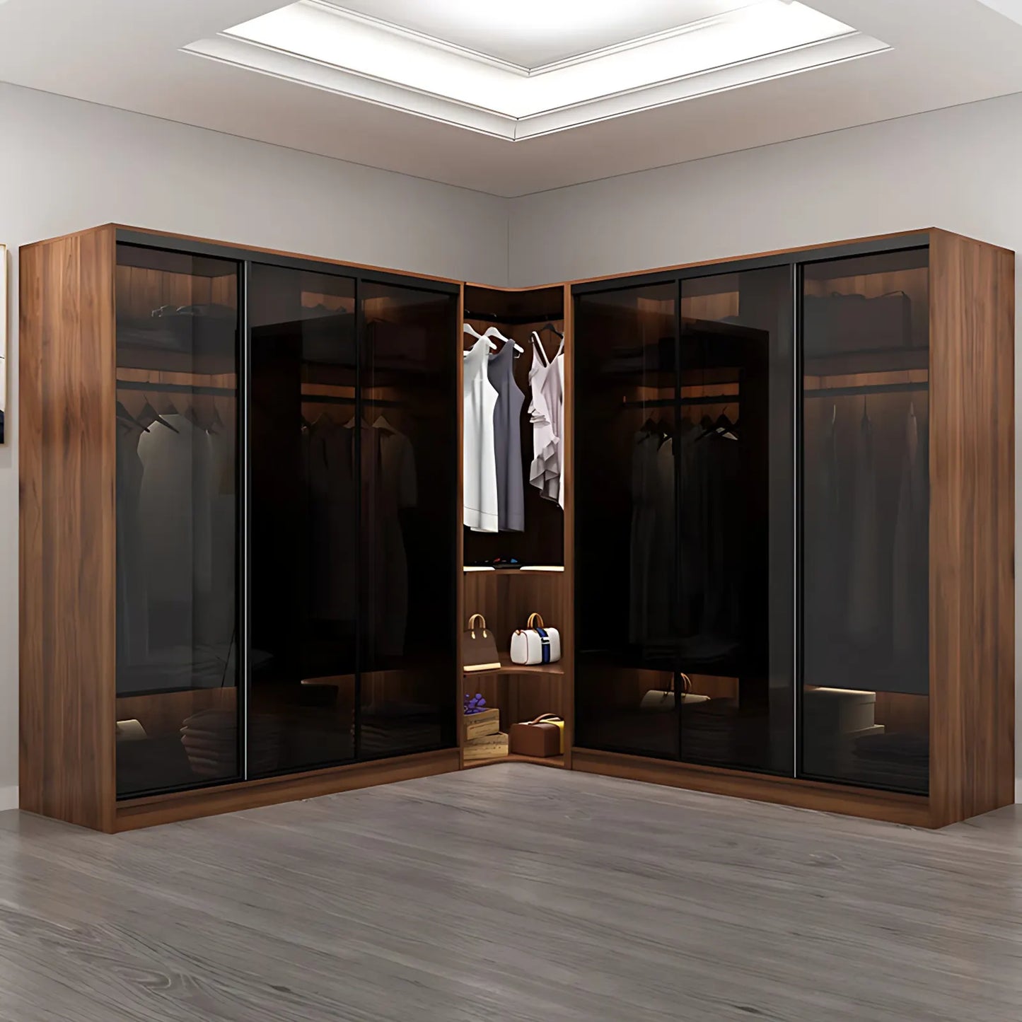 Aihm-Lon Luxury Wardrobe with Push-Pull Glass Doors 63"-102"