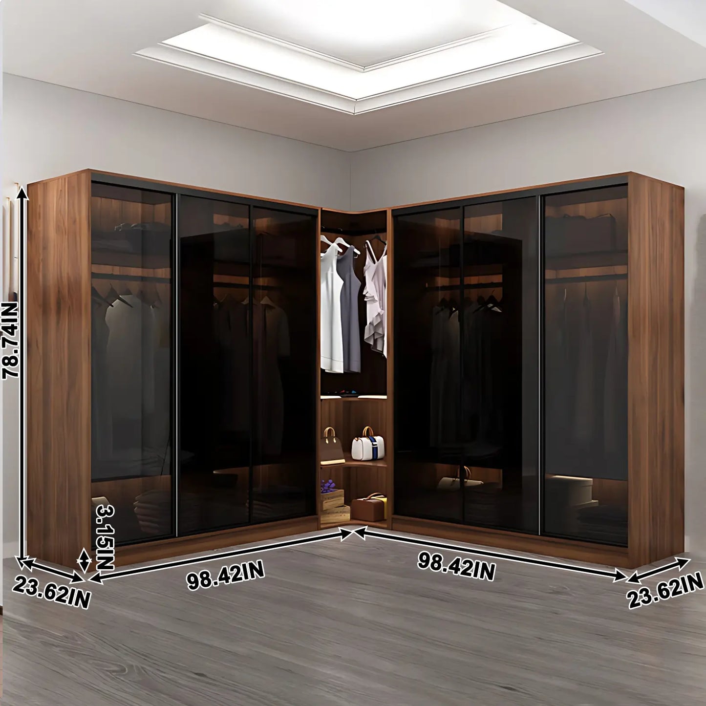 Aihm-Lon Luxury Wardrobe with Push-Pull Glass Doors 63"-102"