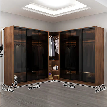 Aihm-Lon Luxury Wardrobe with Push-Pull Glass Doors 63"-102"