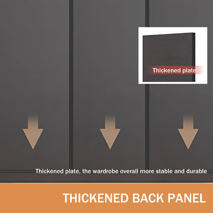 Aihm-Lon Black Wardrobes with Grey Glass Door with Storage Rack  79"-126"