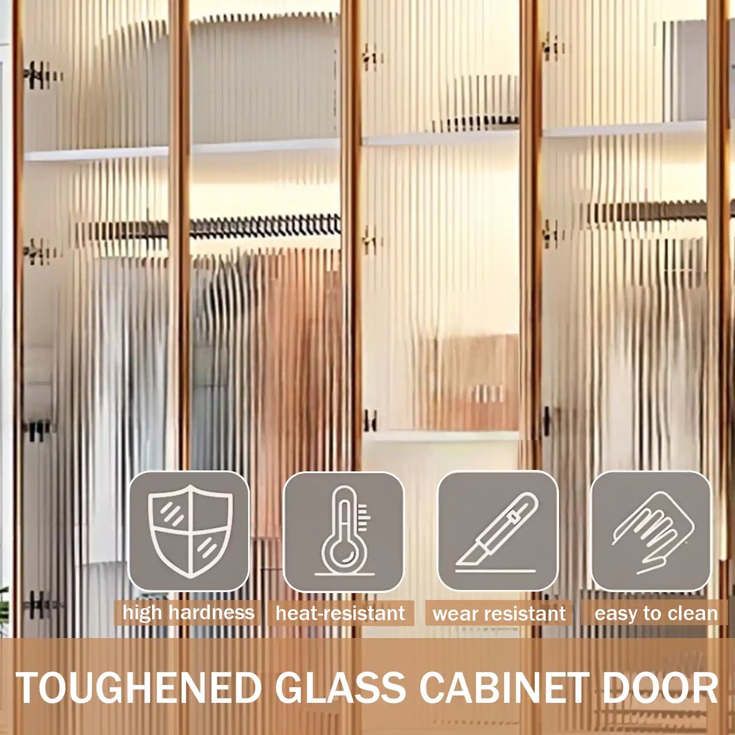 Aihm-Lon Wardrobes with Striped Glass Door Frames Large Storage Capacity  98"-110"