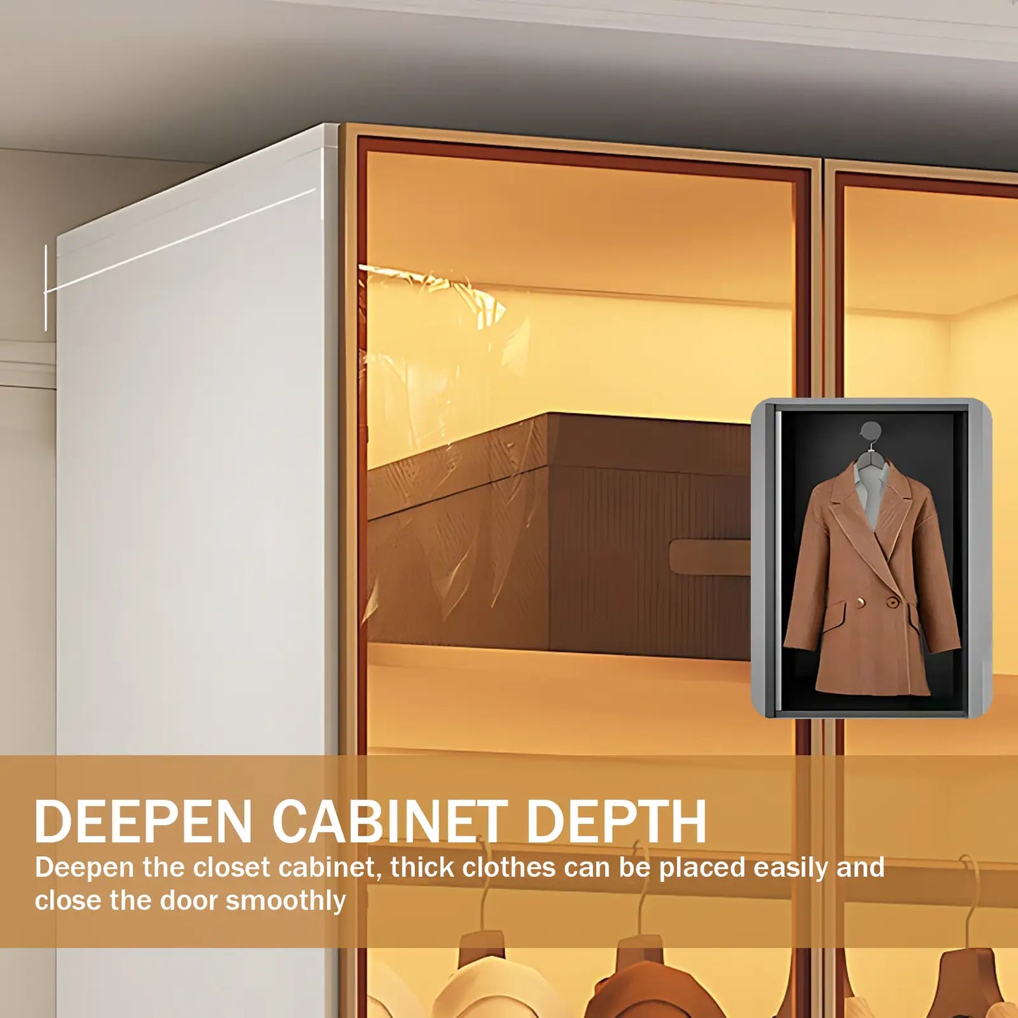 Aihm-Lon Wardrobe with Transparent Glass Doors and Divided Storage Compartments 75"-95"