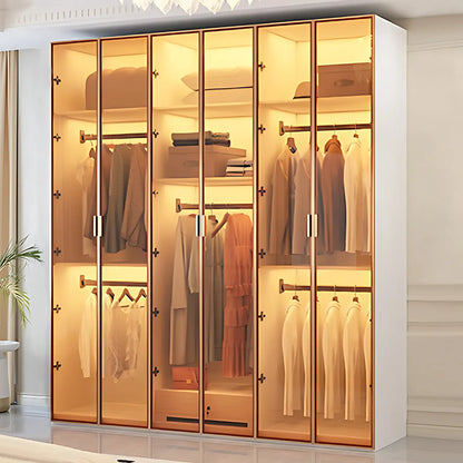 Aihm-Lon Wardrobe with Transparent Glass Doors and Divided Storage Compartments 75"-95"