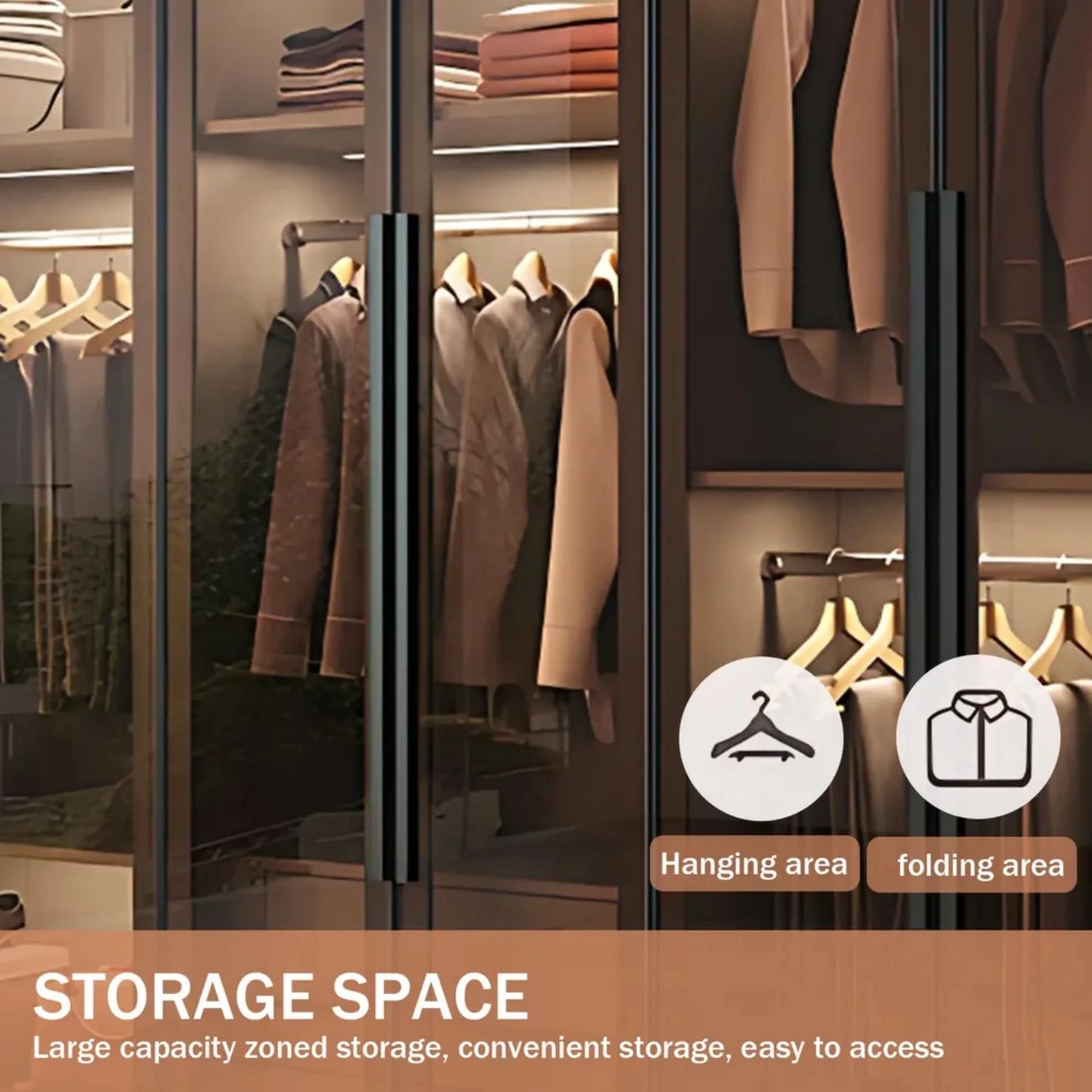 Aihm-Lon Wardrobes with Luxurious and Spacious Storage and Adjustable Partitions 63"-94"