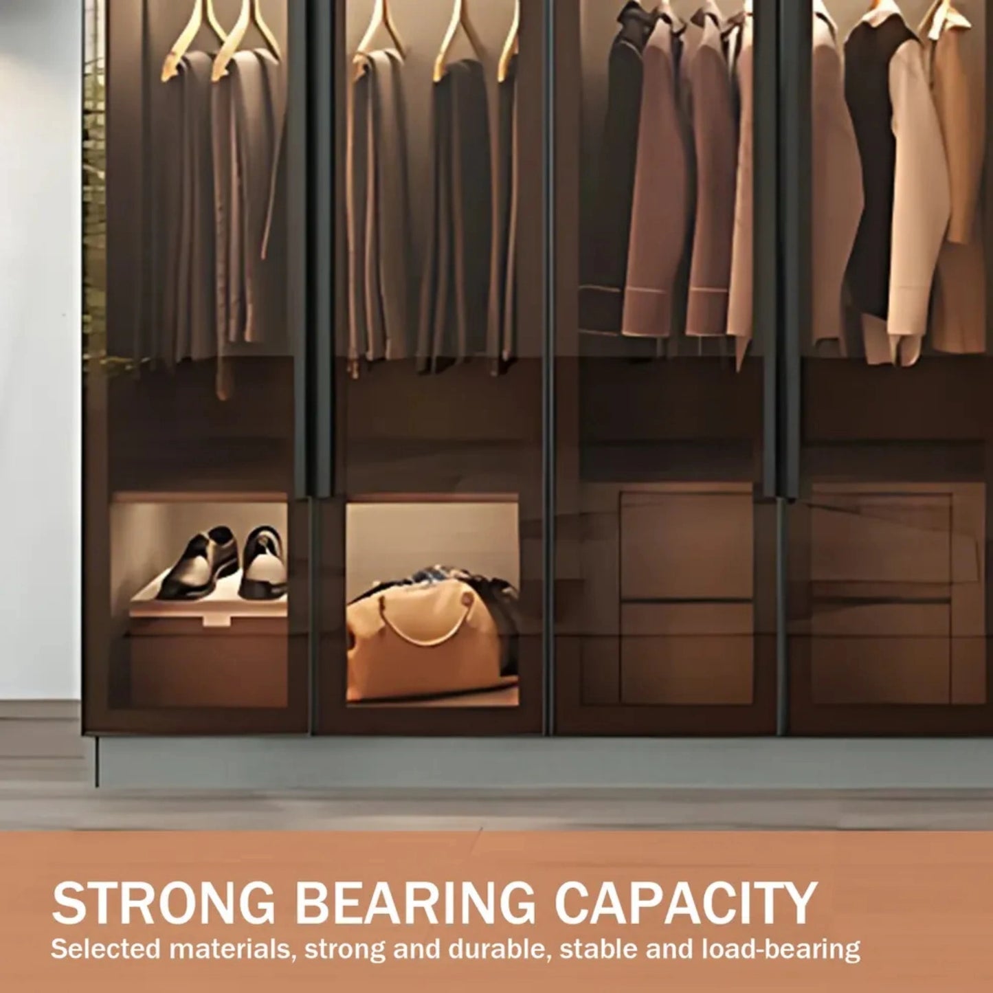 Aihm-Lon Wardrobes with Luxurious and Spacious Storage and Adjustable Partitions 63"-94"