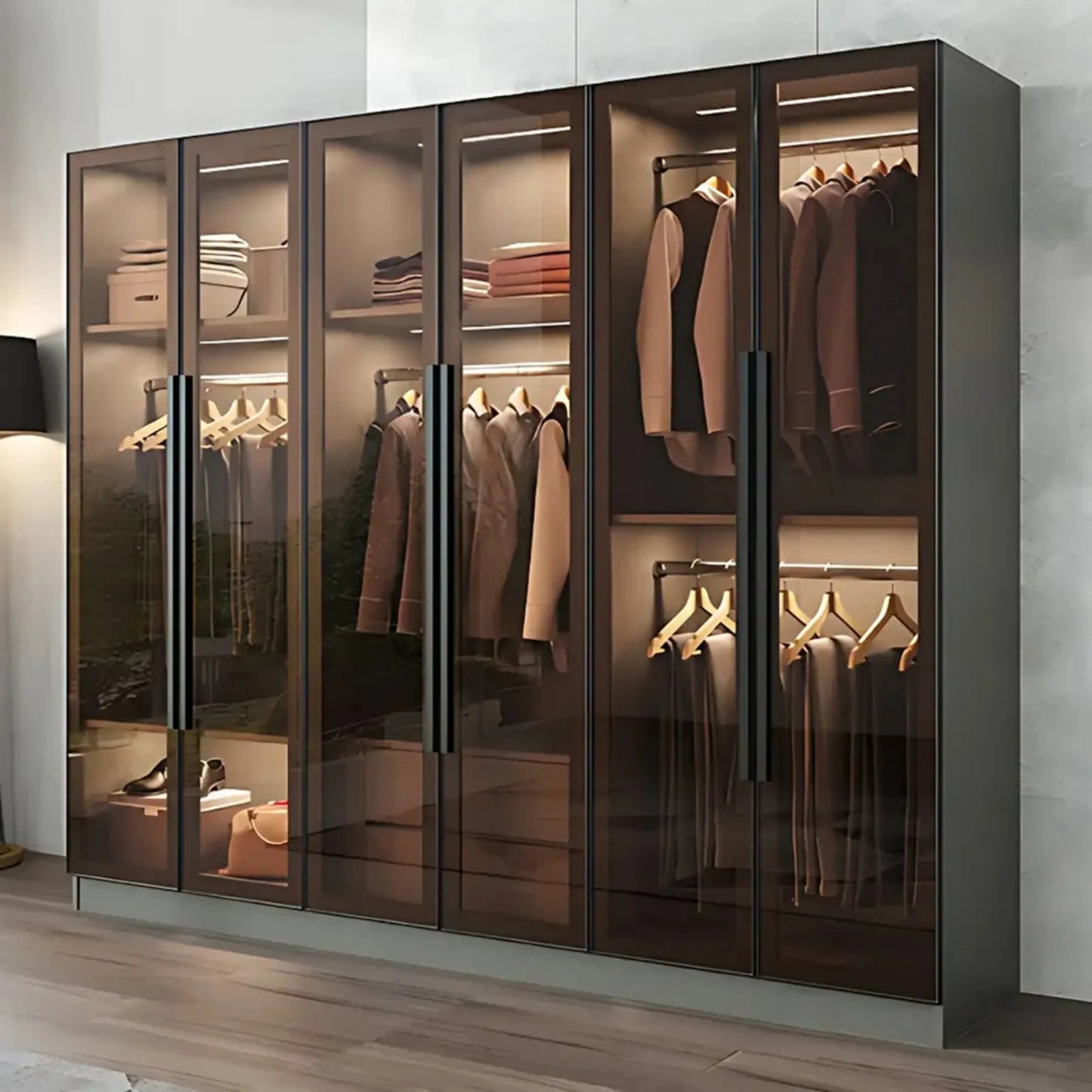 Aihm-Lon Wardrobes with Luxurious and Spacious Storage and Adjustable Partitions 63"-94"