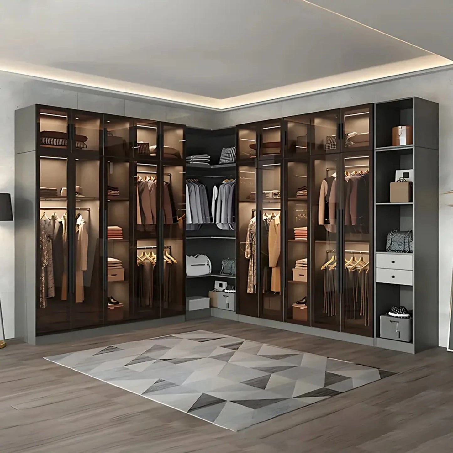 Aihm-Lon Wardrobes with Luxurious and Spacious Storage and Adjustable Partitions 63"-94"