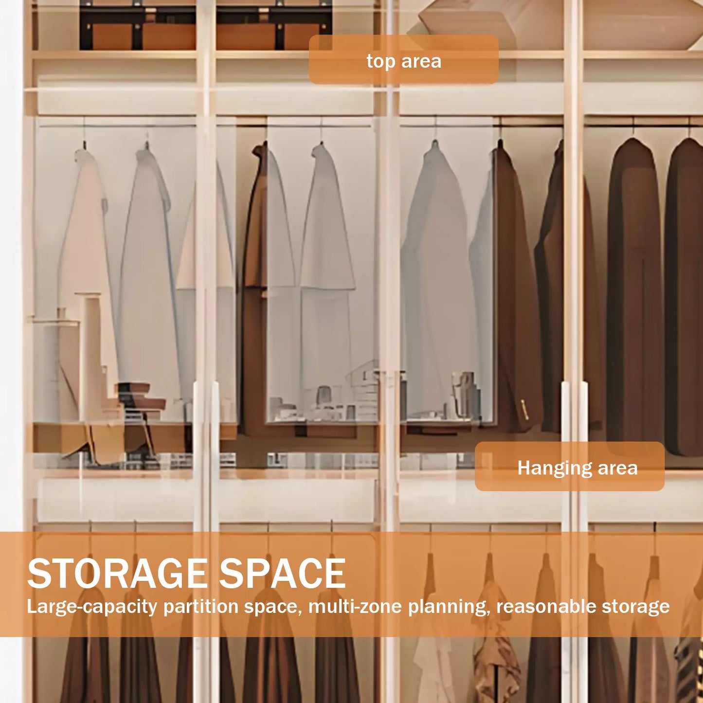 Aihm-Lon Wardrobes with Aluminum Alloy Door Frames Customizable 55"-94"