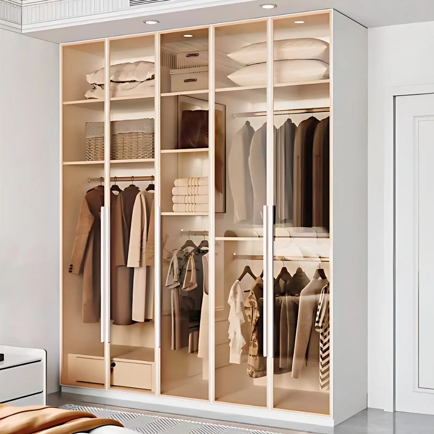 Aihm-Lon Wardrobes with Aluminum Alloy Door Frames Customizable 55"-94"