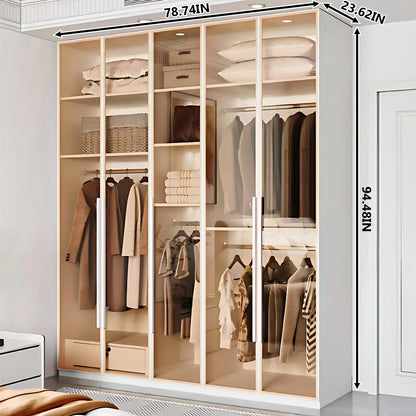 Aihm-Lon Wardrobes with Aluminum Alloy Door Frames Customizable 55"-94"