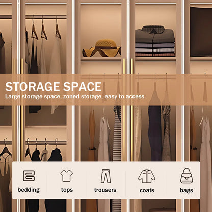 Aihm-Lon Wardrobe with Storage Design Metal Handle and Intelligent Lighting 63"-94"
