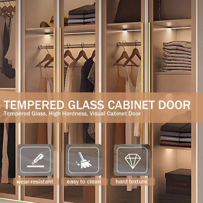 Aihm-Lon Wardrobe with Storage Design Metal Handle and Intelligent Lighting 63"-94"