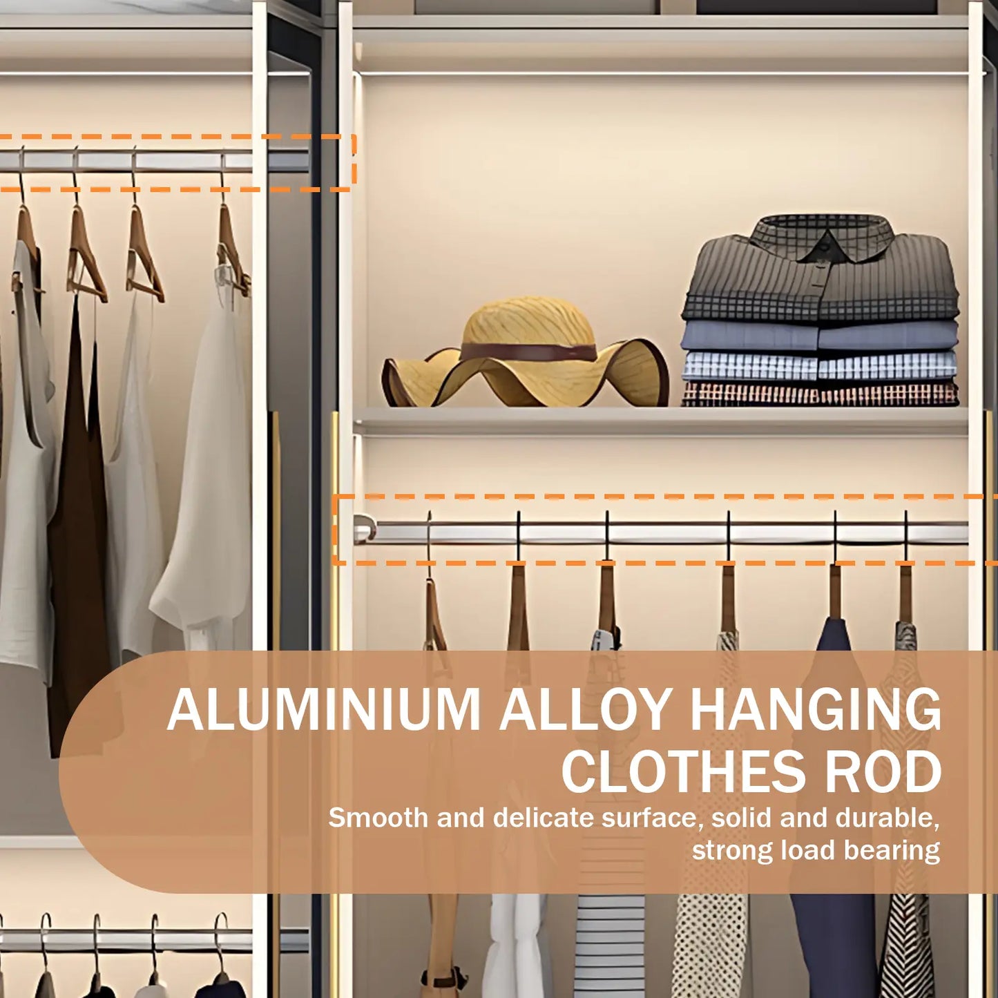 Aihm-Lon Wardrobe with Storage Design Metal Handle and Intelligent Lighting 63"-94"