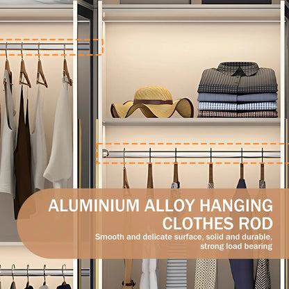 Aihm-Lon Wardrobe with Storage Design Metal Handle and Intelligent Lighting 63"-94"