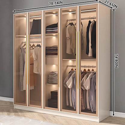 Aihm-Lon Wardrobe with Storage Design Metal Handle and Intelligent Lighting 63"-94"