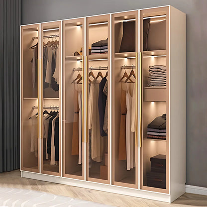 Aihm-Lon Wardrobe with Storage Design Metal Handle and Intelligent Lighting 63"-94"