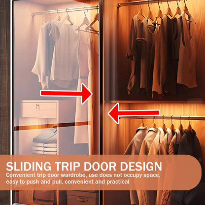 Aihm-Lon Wooden Wardrobe with Sideboard and Top Cabinet 55"-94"