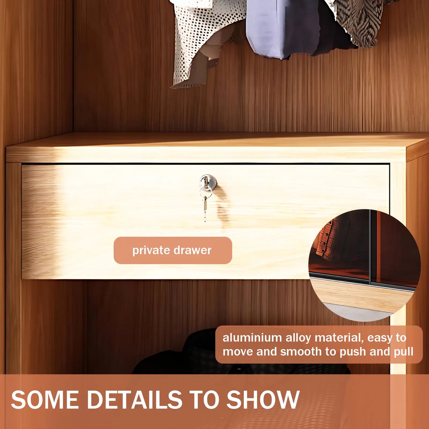 Aihm-Lon Wooden Wardrobe with Sideboard and Top Cabinet 55"-94"