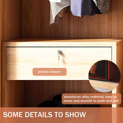 Aihm-Lon Wooden Wardrobe with Sideboard and Top Cabinet 55"-94"