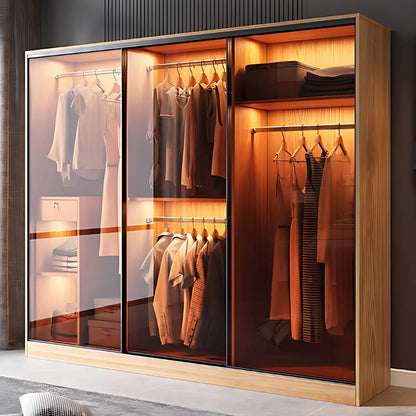 Aihm-Lon Wooden Wardrobe with Sideboard and Top Cabinet 55"-94"