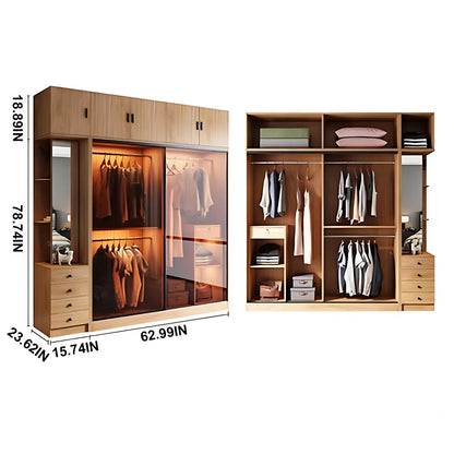 Aihm-Lon Wooden Wardrobe with Sideboard and Top Cabinet 55"-94"