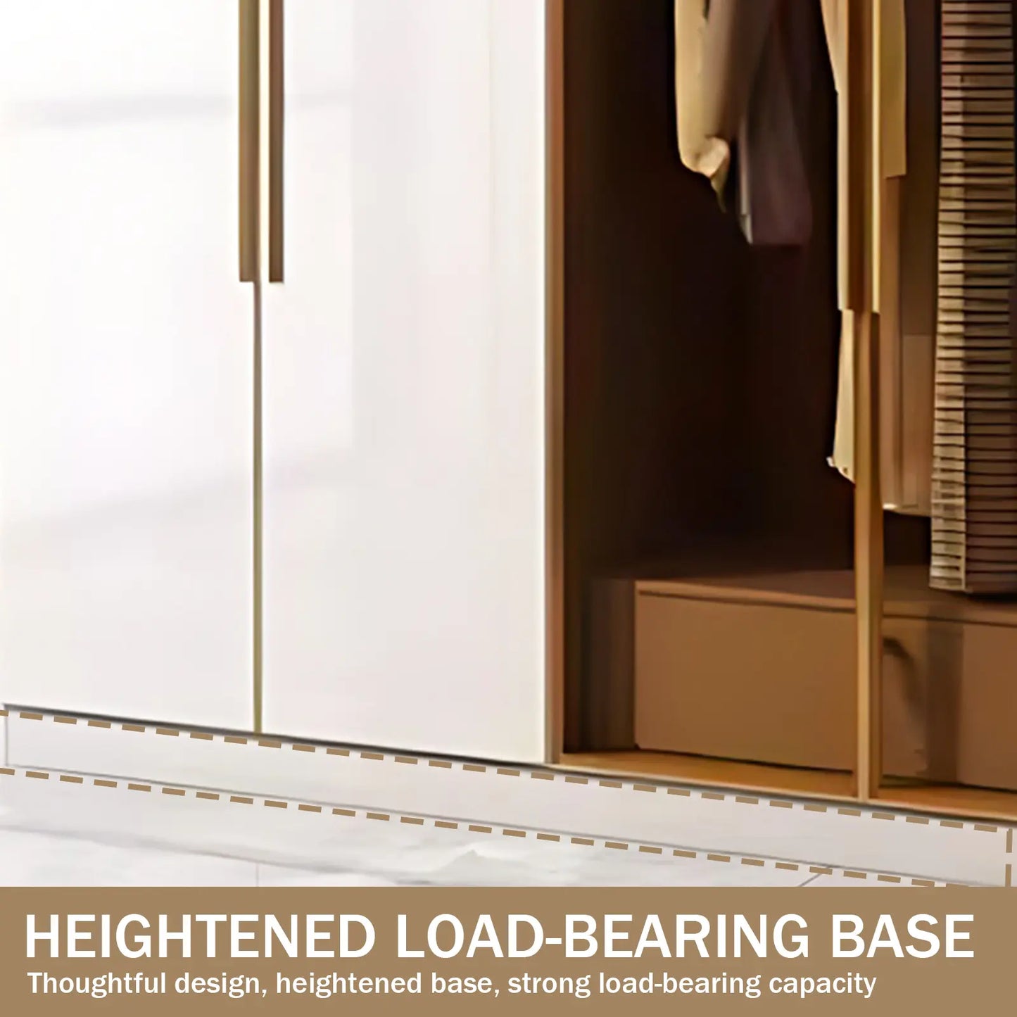 Aihm-Lon Wardrobe with Glass Door Drawers Shelves and Light 63"-95"