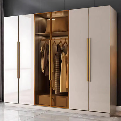Aihm-Lon Wardrobe with Glass Door Drawers Shelves and Light 63"-95"