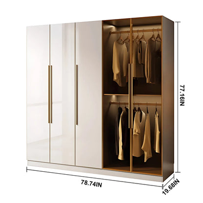 Aihm-Lon Wardrobe with Glass Door Drawers Shelves and Light 63"-95"