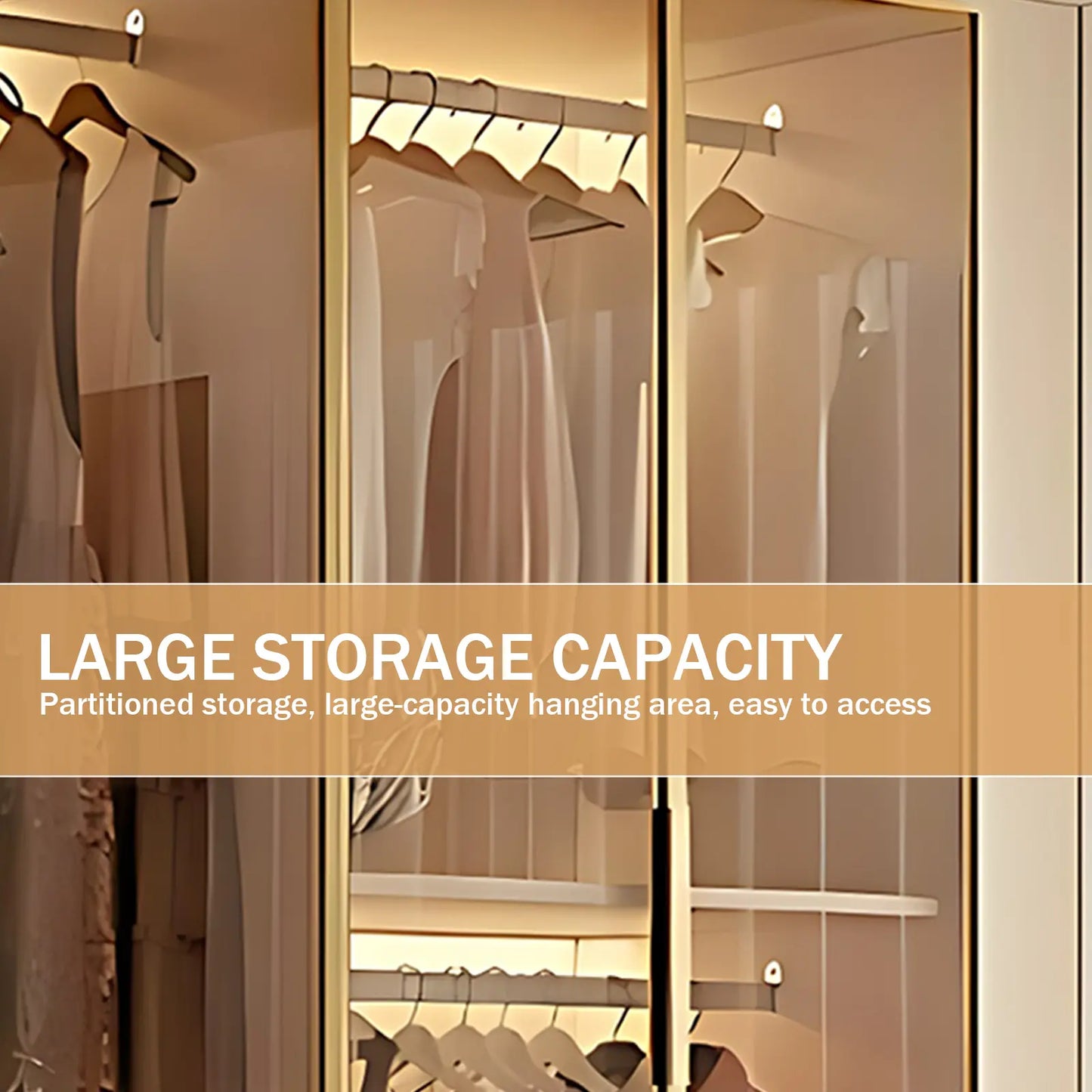 Aihm-Lon Wardrobes with Bronze Glass Doors and Lighting 63"-87"