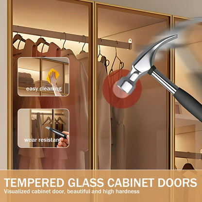 Aihm-Lon Wardrobes with Bronze Glass Doors and Lighting 63"-87"