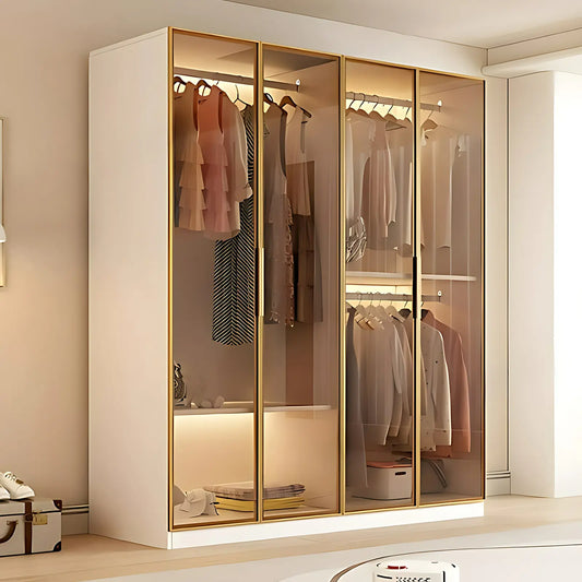 Aihm-Lon Wardrobes with Bronze Glass Doors and Lighting 63"-87"